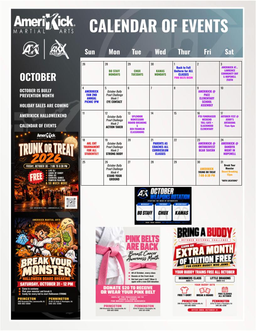 October 2026 Amerikick Newsletter — Full October Calendar of Events