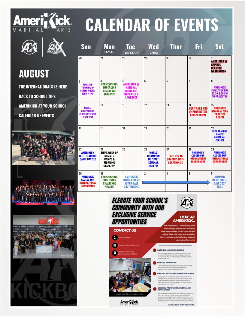August 2026 Amerikick Newsletter — Full August Calendar of Events
