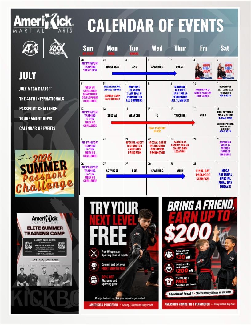 July 2026 Amerikick Newsletter — Full Calendar of Events